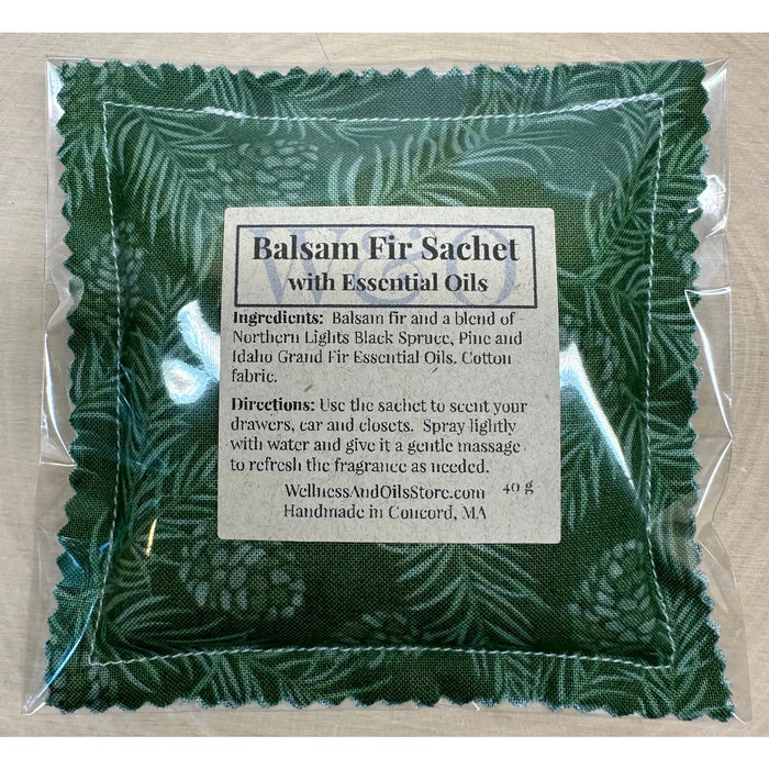 Balsam Fir Sachet Infused with Essential Oils, Evergreen Green