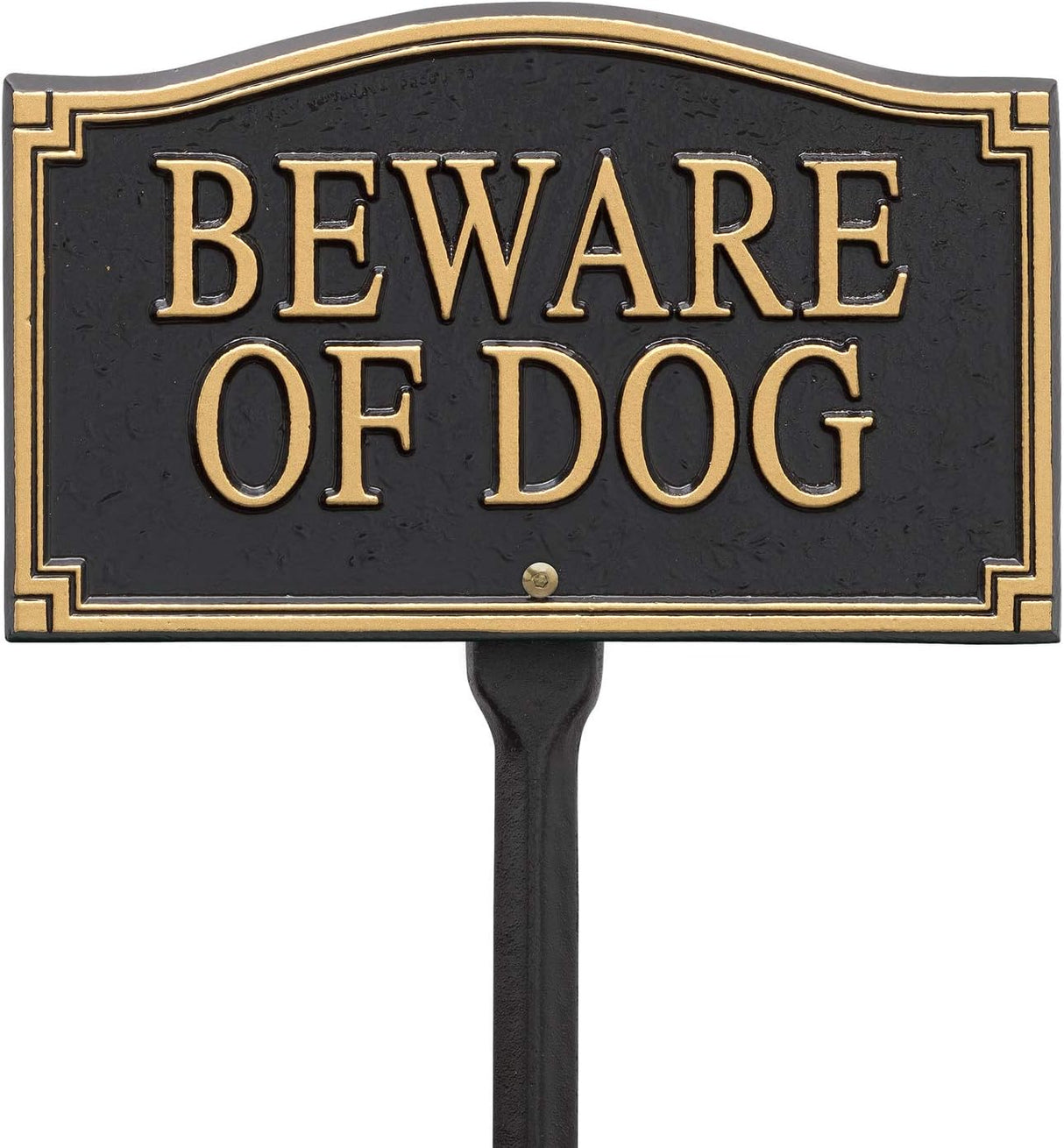 Beware of Dog Wall/Lawn Statement Marker, Black/Gold