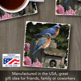 Bluebirds #2 Single Absorbent Stone Tumbled Tile Coaster