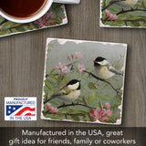 Chickadees #1 Single Absorbent Stone Tumbled Tile Coaster