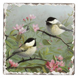 Chickadees #1 Single Absorbent Stone Tumbled Tile Coaster