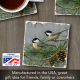 Chickadees #2 Single Absorbent Stone Tumbled Tile Coaster