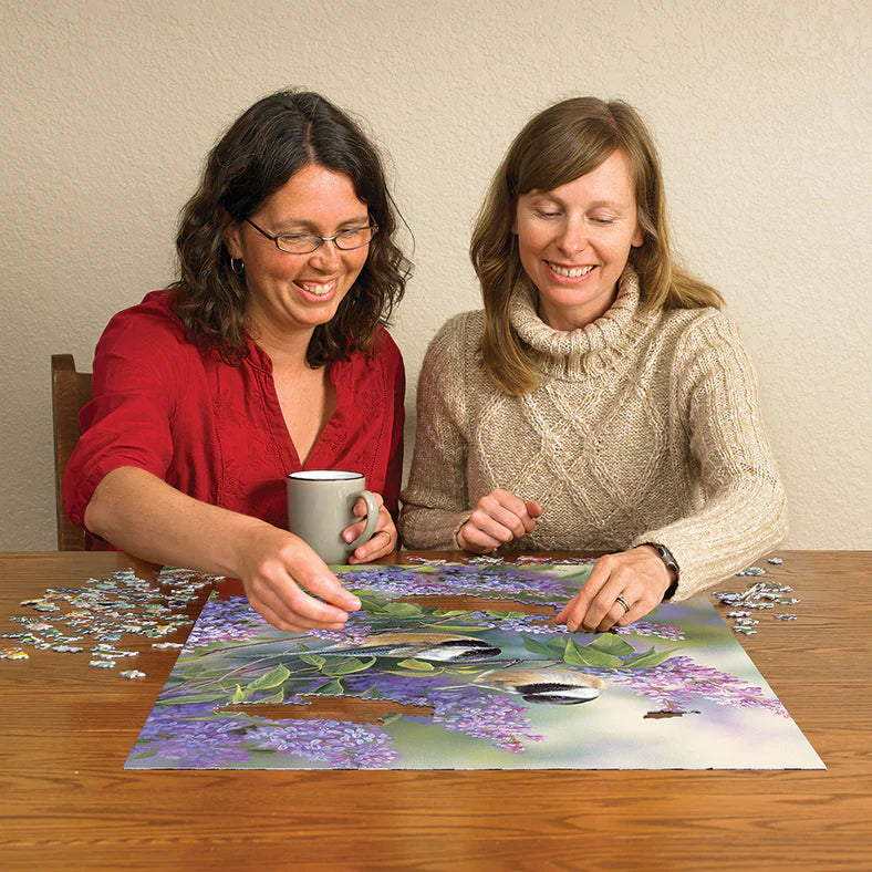 Chickadees and Lilacs 1000pc Puzzle