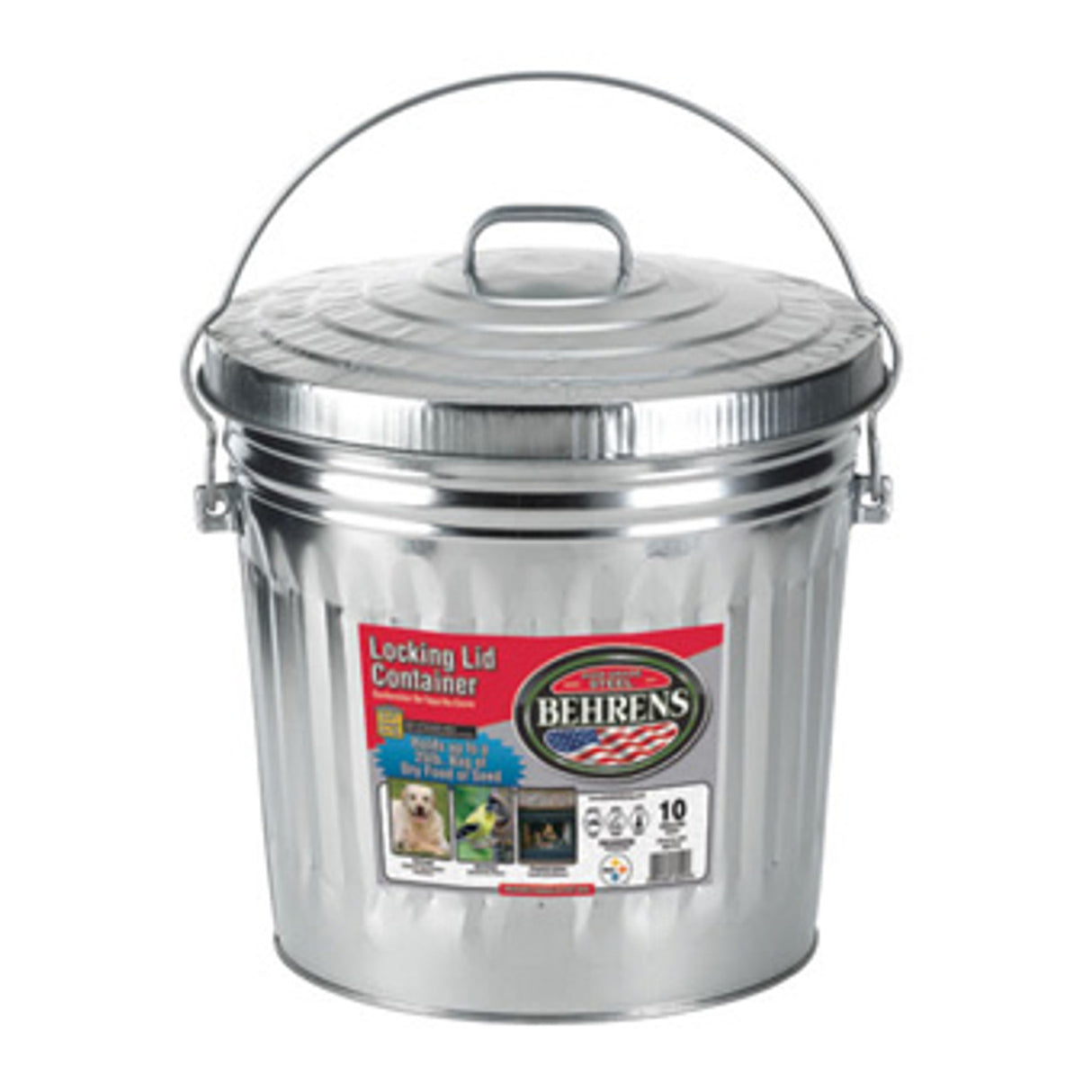 Galvanized Steel Utility Can With Lid, 10 Gallon (Store Pickup Only)