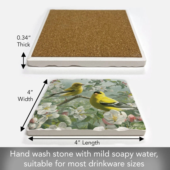 Goldfinches #1 Single Absorbent Stone Tumbled Tile Coaster