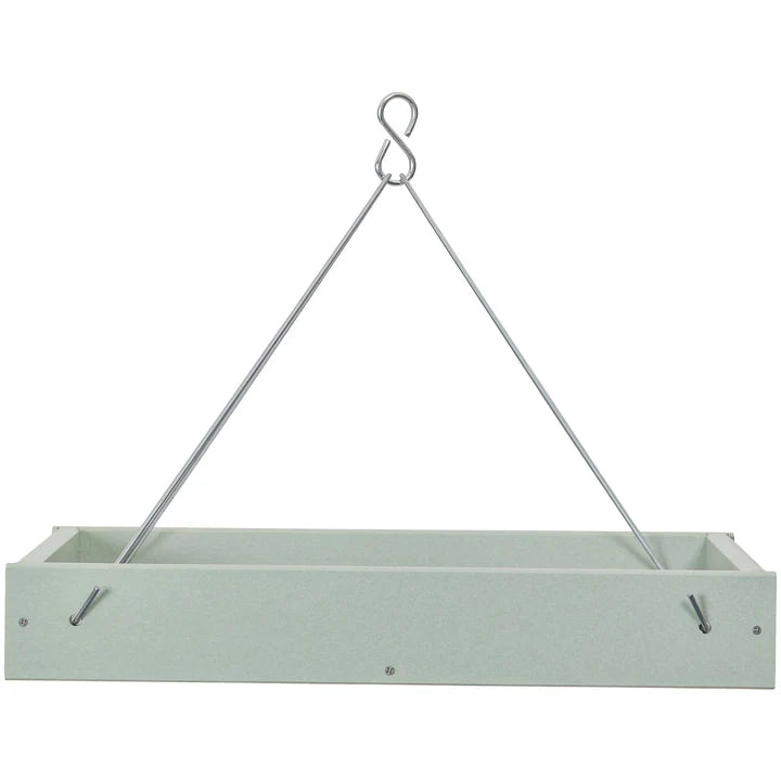 Large Hanging Platform Bird Feeder in Green Recycled Plastic