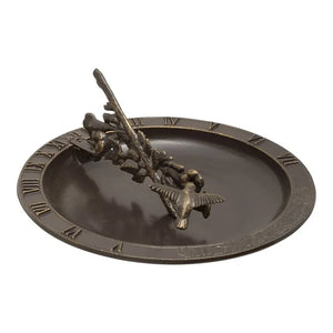 Hummingbird Sundial Birdbath, French Bronze