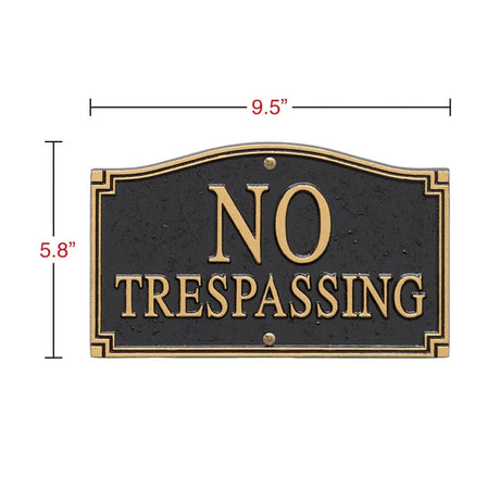 No Trespassing Statement Plaque, Black/Gold