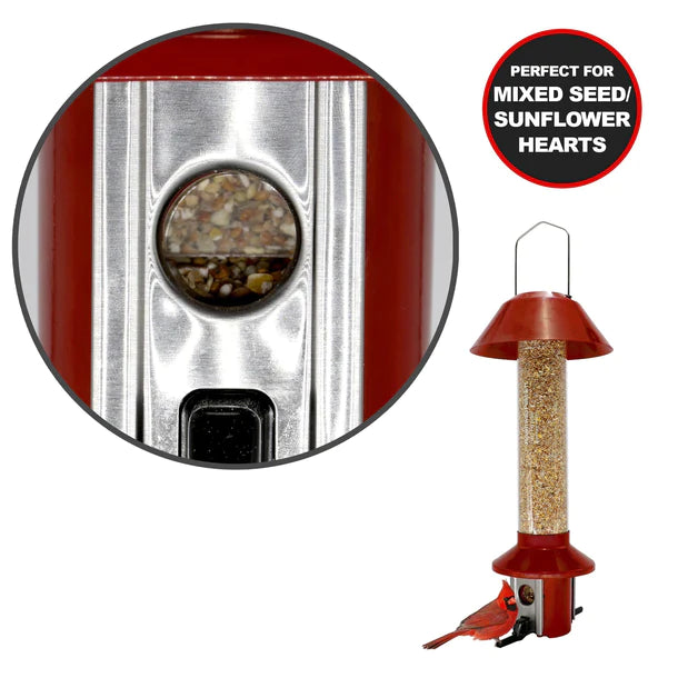 Roamwild PestOff Mixed Seed Squirrel Proof Bird Feeder, Red