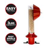 Roamwild PestOff Mixed Seed Squirrel Proof Bird Feeder, Red