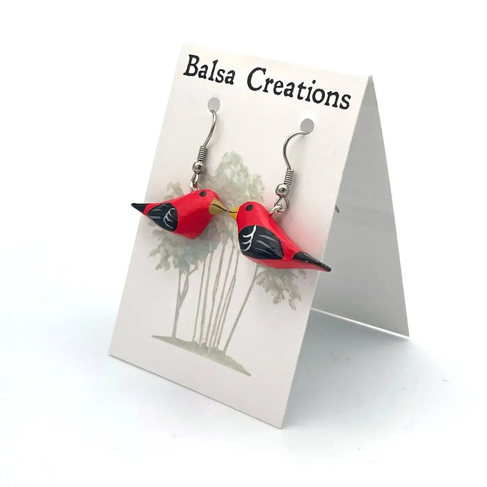 Scarlet Tanager Balsa Earrings