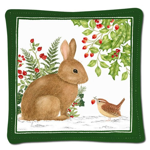 Single Spiced Mug Mat, Holiday Bunny