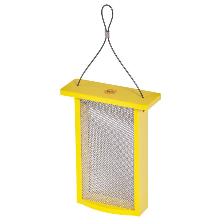 Tall Finch Bird Feeder in Yellow Recycled Plastic