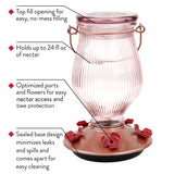 Perky-Pet Rose Gold Top-Fill Glass Hummingbird Feeder