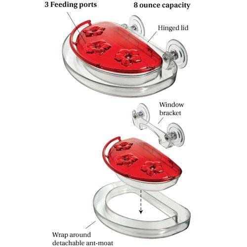 Aspects Jewel Box Window Hummingbird Feeder