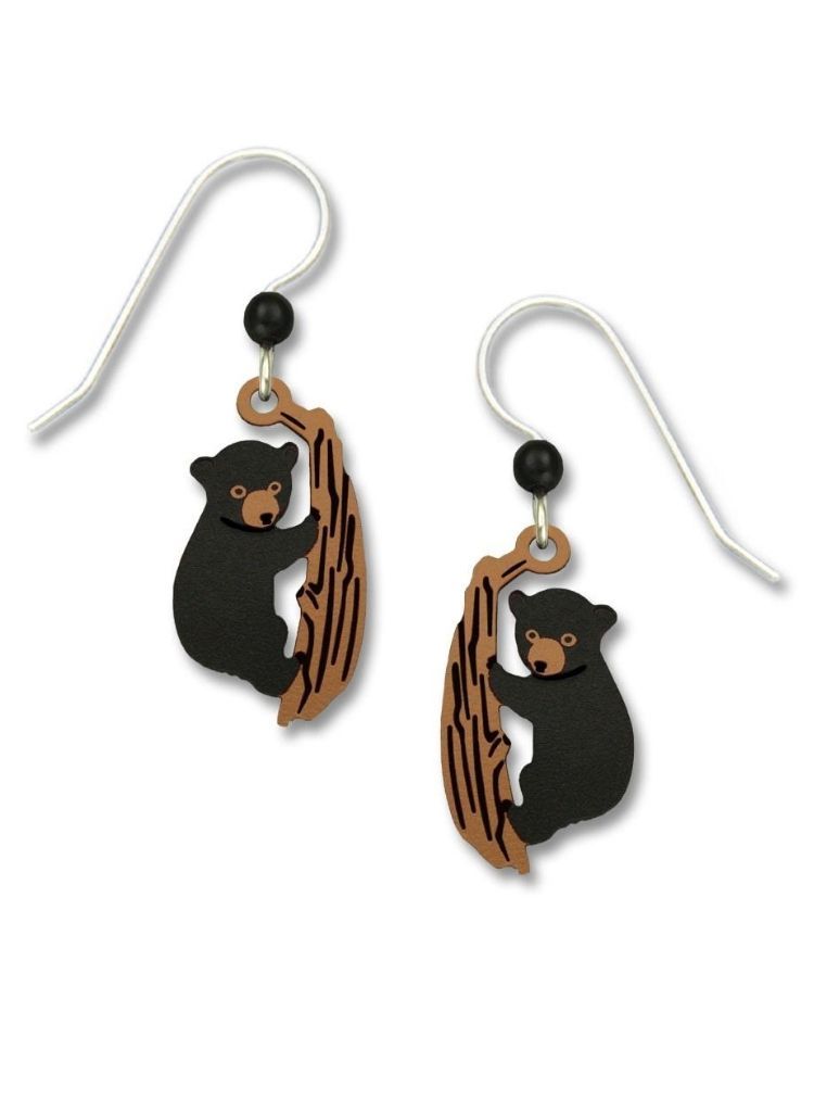 Baby Bear Climbing a Tree Earrings