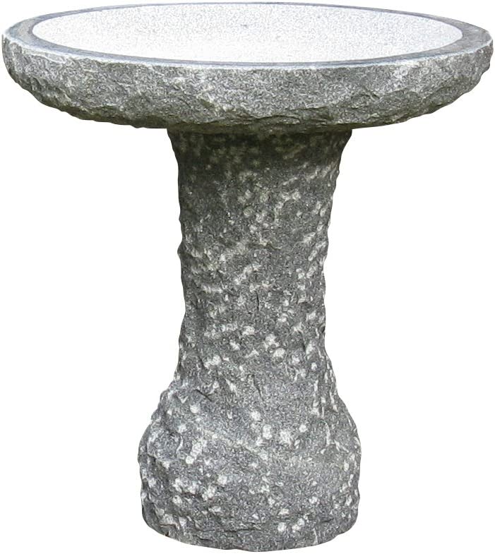 Charcoal Plume Granite Birdbath, 24 Inch (Store Pickup Only)