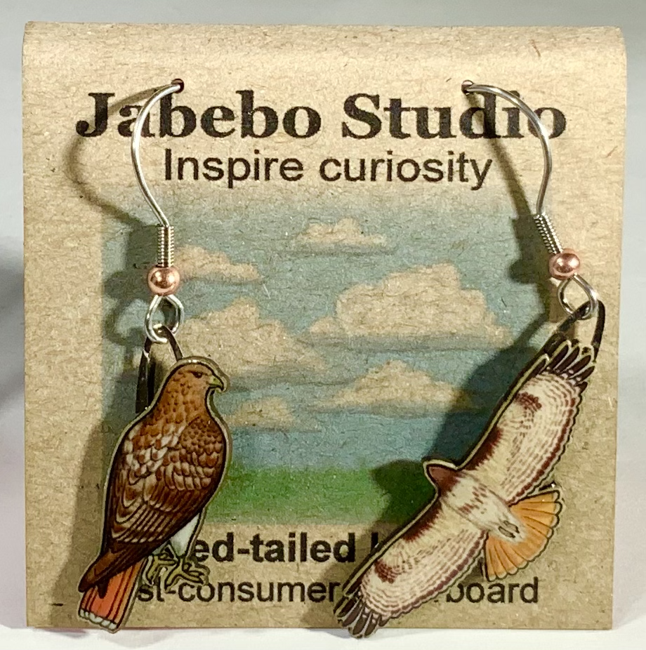 Eco Friendly Red-Tailed Hawk Earrings