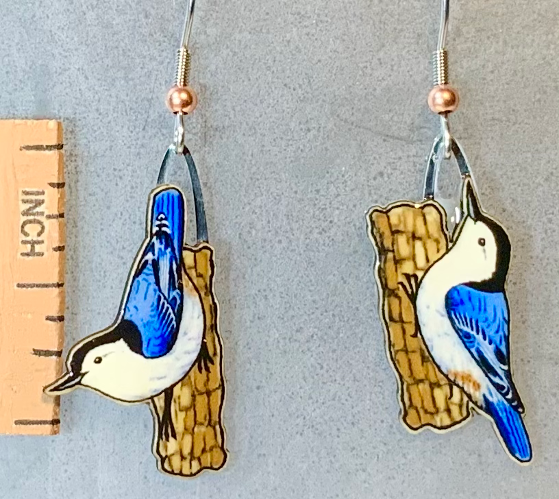 Eco Friendly White-Breasted Nuthatch Earrings