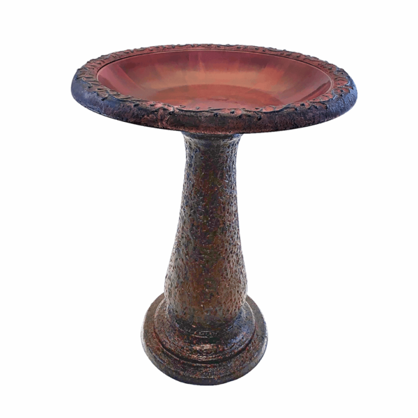 Fibre-Clay Bird Bath, Red Finish