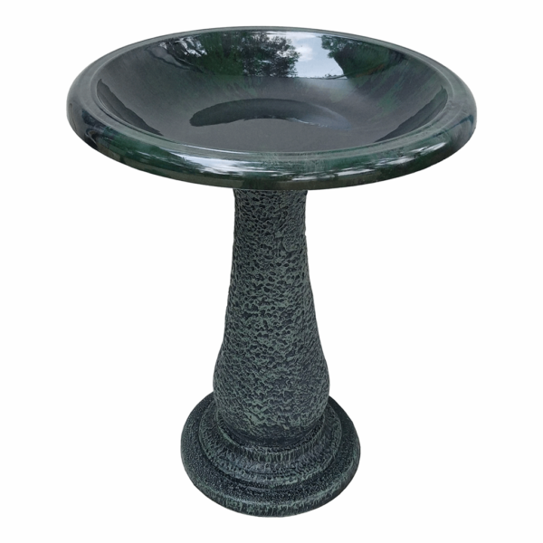 Hunter Green Fiber Clay Birdbath