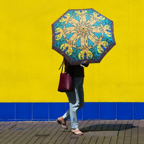 Leah Dorion Strong Earth Woman Artist Collapsible Umbrella