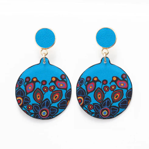 Norval Morrisseau Flowers and Birds Vegan Leather Earrings