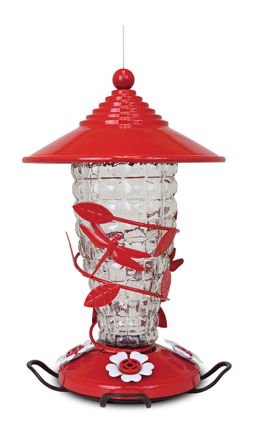 Red Dragonfly Hummingbird Glass Feeder