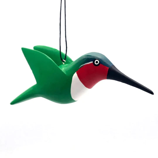 Ruby Throated Hummingbird Balsa Ornament