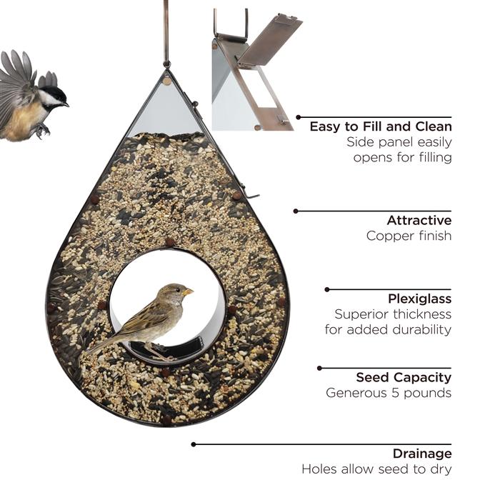 Teardrop Fly-Thru Bird Feeder