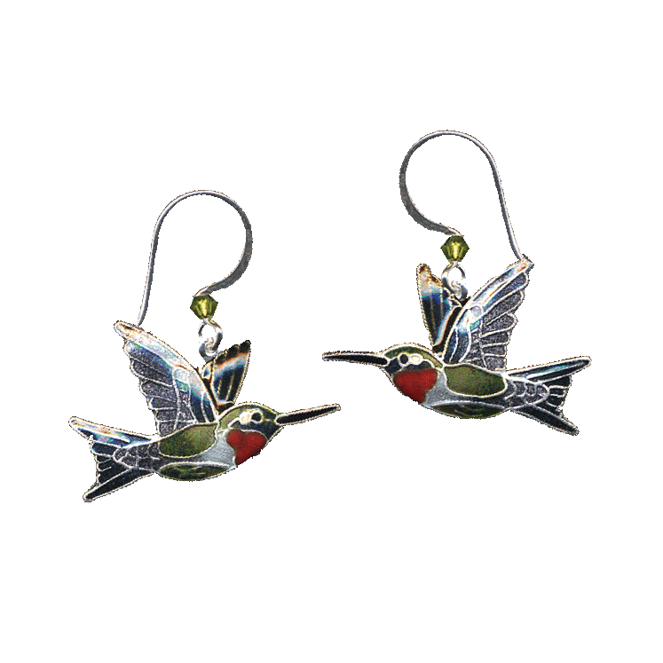 Ruby-throated Hummingbird Earrings