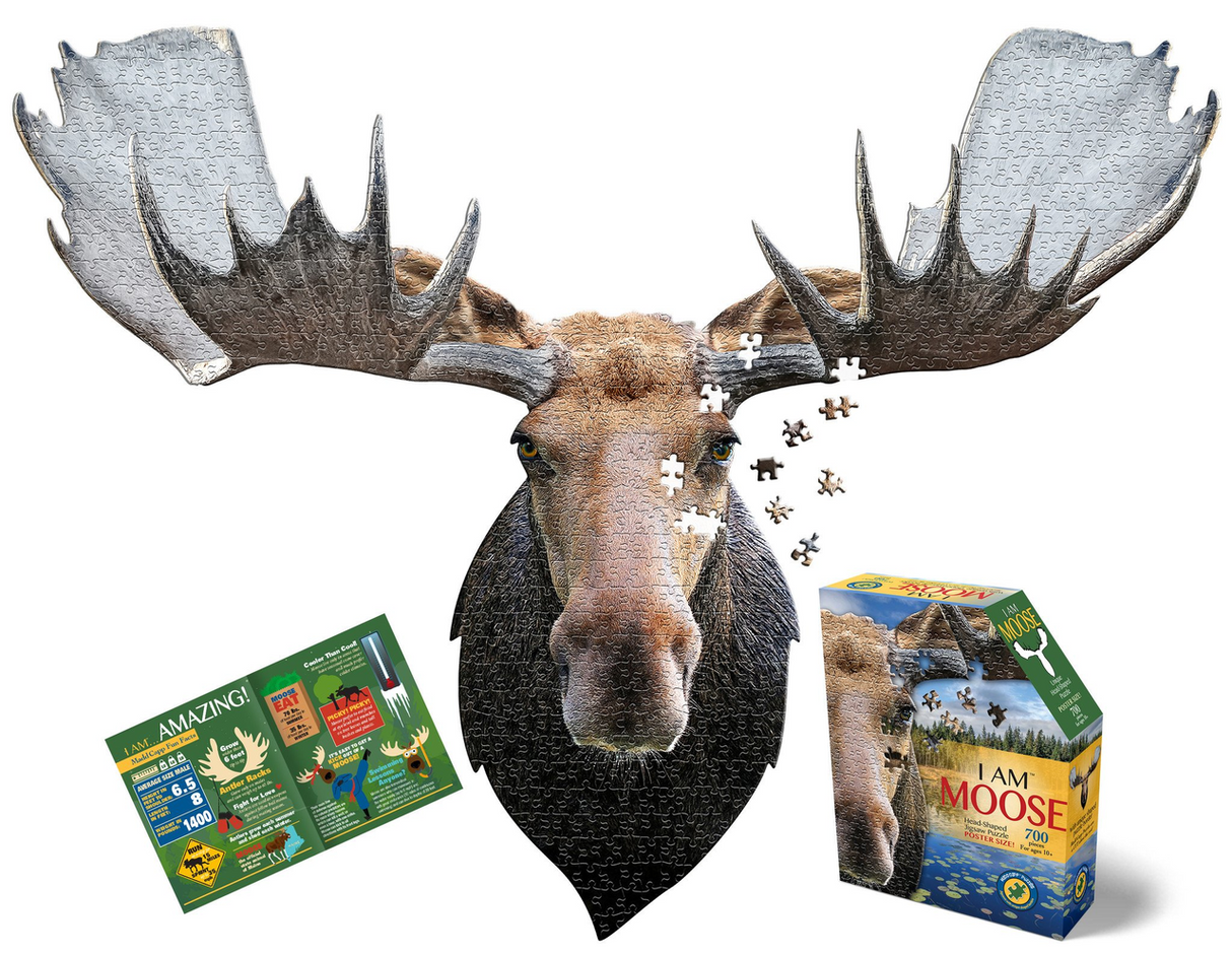 I AM MOOSE, 700pc Head-shaped Jigsaw Puzzle