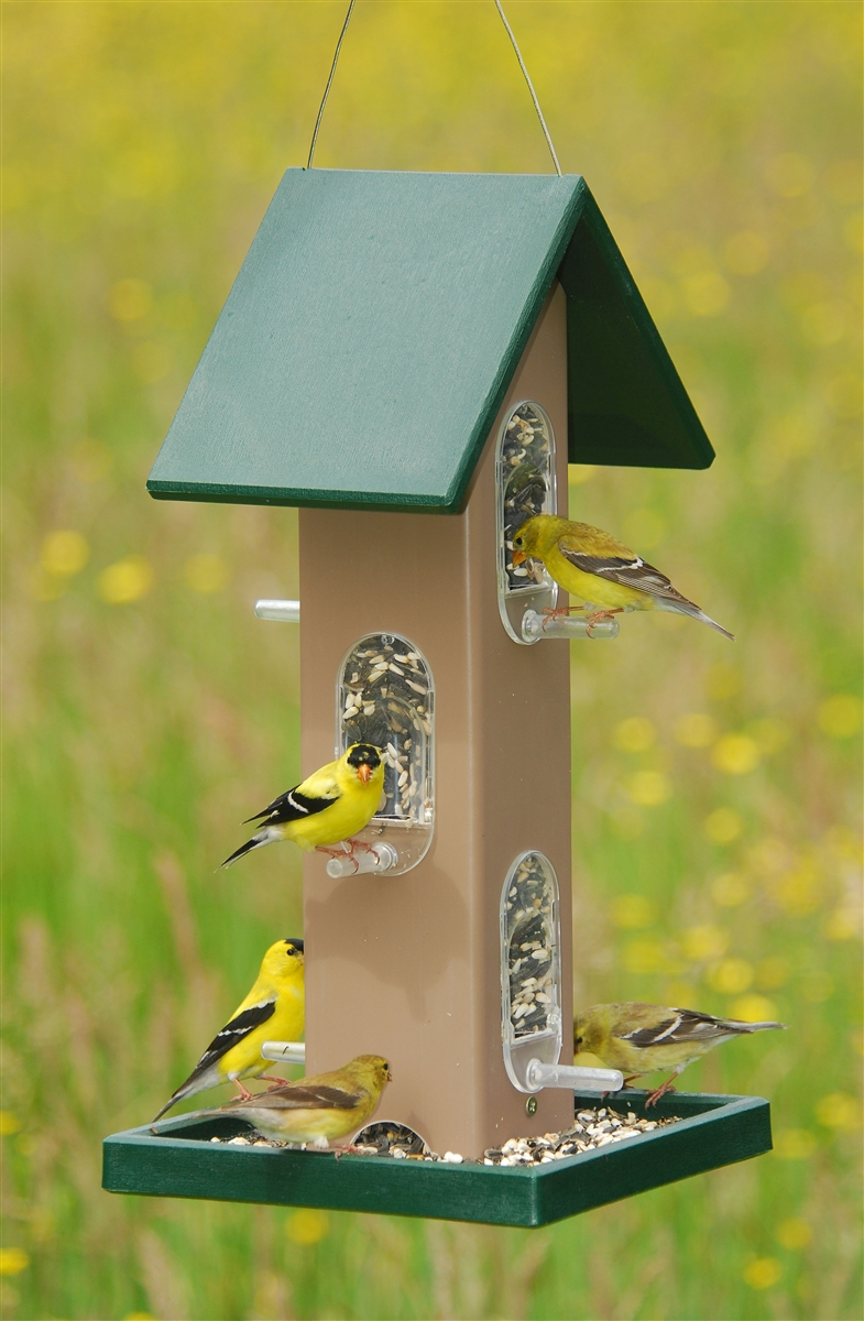 Recycled Plastic Tube Bird Feeder w/Seed Tray, 2.5 Quart