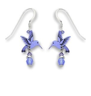 Periwinkle Hummingbird with Bead Drop Earrings